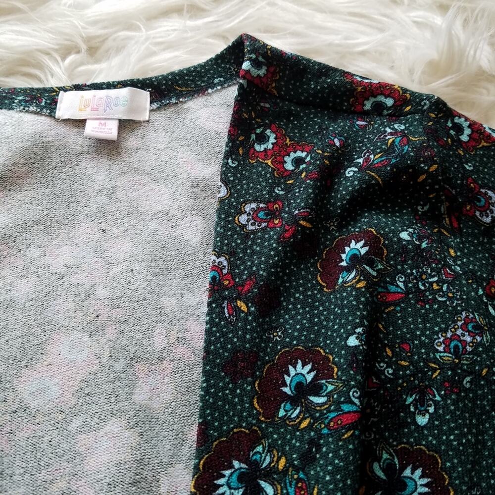 Lularoe Sarah Cardigan Sweater Dark Floral Polka Dot Boho Cottagecore M Fall - Picture 2 of 2